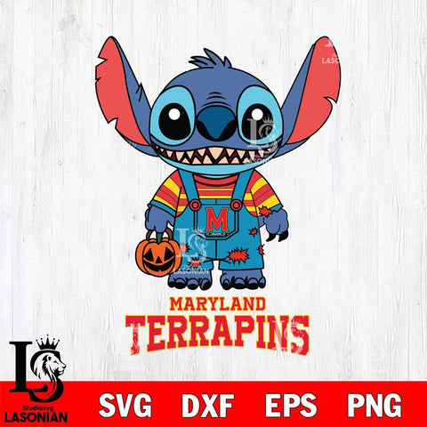 Maryland Terrapins Stitch Horror Halloween Svg Eps Dxf Png File, NCAA svg, Digital Download, Instant Download