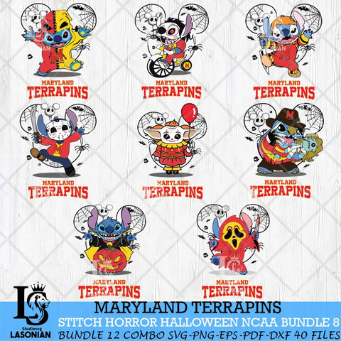 Maryland Terrapins Stitch Horror Halloween Bundle NCAA Svg Eps Dxf Png File, Digital Download, Instant Download