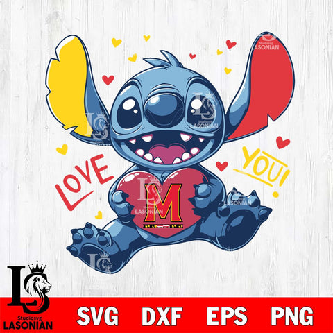 Maryland Terrapins Stitch Love Svg Eps Dxf Png File, NCAA svg, Digital Download, Instant Download