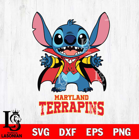 Maryland Terrapins Stitch Vampire halloween Svg Eps Dxf Png File, NCAA svg, Digital Download, Instant Download