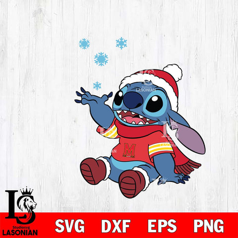 Maryland Terrapins Stitch Wearing Winter Scarf Svg Eps Dxf Png File, Digital Download, Instant Download