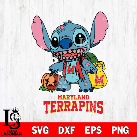 Maryland Terrapins Stitch Zombie Svg Eps Dxf Png File, NCAA svg, Digital Download, Instant Download