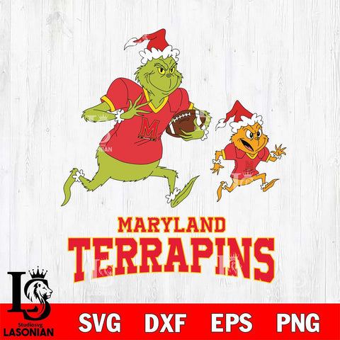 Maryland Terrapins The Grinch & Max Football Cricut,Christmas SVG DXF EPS PNG FILE, NCAA Digital Download,Instant Download, Silhouette
