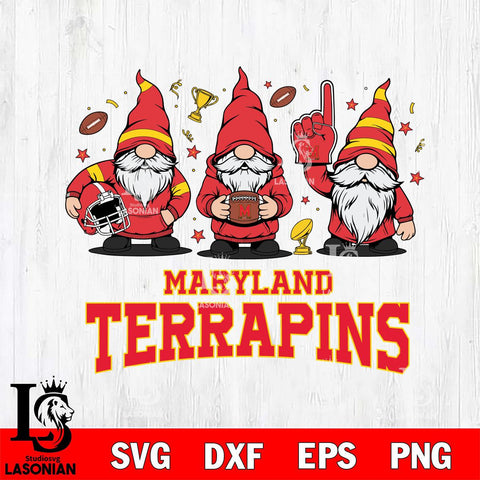 Maryland Terrapins Three Gnome FAN File Cut, NCAA SVG, Digital Download , Criucut , Silhouette