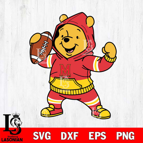 Maryland Terrapins Winnie The Pooh Disney Football Christmas File Cut, NCAA SVG DXF EPS PNG FILE, Digital Download , Criucut , Silhouette
