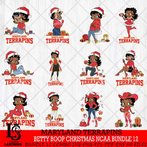 Maryland Terrapins  Betty Boop Christmas NCAA Bundle File Cut, Bundle NCAA SVG DXF EPS PNG PDF File, Digital Download , Criucut , Silhouette