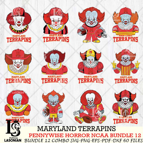 Maryland Terrapins  Pennywise Horror NCAA Bundle 12 SVG Svg Eps Dxf Png File, Digital Download