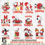 Maryland Terrapins  Snoopy NCAA Bundle 12 SVG Svg Eps Dxf Png File, Digital Download