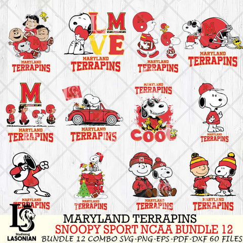 Maryland Terrapins  Snoopy NCAA Bundle 12 SVG Svg Eps Dxf Png File, Digital Download