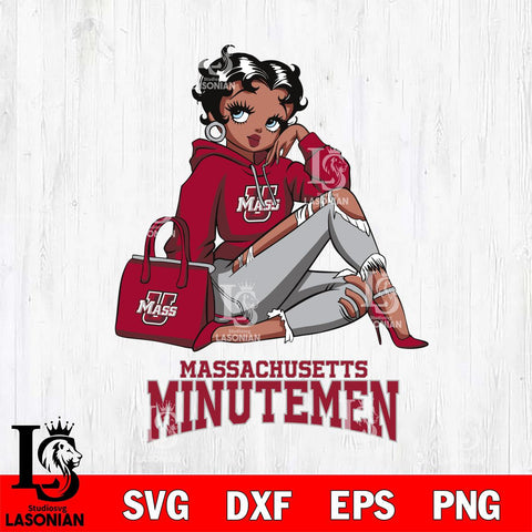 Massachusetts Minutemen Awesome Black Fan Girl Betty Boop, Svg Eps Dxf Png File, Digital Download