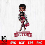 Massachusetts Minutemen Beautiful Black Fan Girl, Svg Eps Dxf Png File, Digital Download