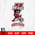 Massachusetts Minutemen Beauty Black Fan Girl Football, Svg Eps Dxf Png File, Digital Download