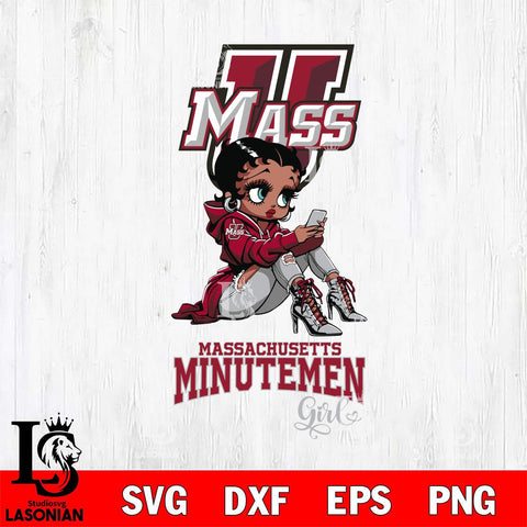 Massachusetts Minutemen Beauty Black Fan Girl Football, Svg Eps Dxf Png File, Digital Download