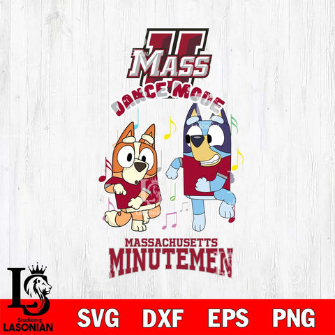 Massachusetts Minutemen Bluey Bingo Dance Mode Svg Eps Dxf Png File, NCAA svg, Digital Download, Instant Download