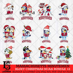 Massachusetts Minutemen Bluey Christmas NCAA Bundle 12 Cricut File Cut Files , Bluey Cricut , Christmas Svg , Bluey svg , Digital Download, dxf eps png pdf file