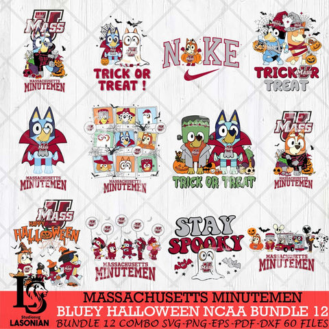 Massachusetts Minutemen Bluey Halloween NCAA 12 SVG Eps Dxf Png File, Bundle NCAA svg, Digital Download, Instant Download