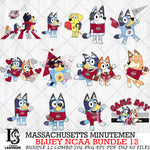 Massachusetts Minutemen Bluey NCAA Bundle 12 Svg Eps Dxf Png File, Digital Download, Instant Download