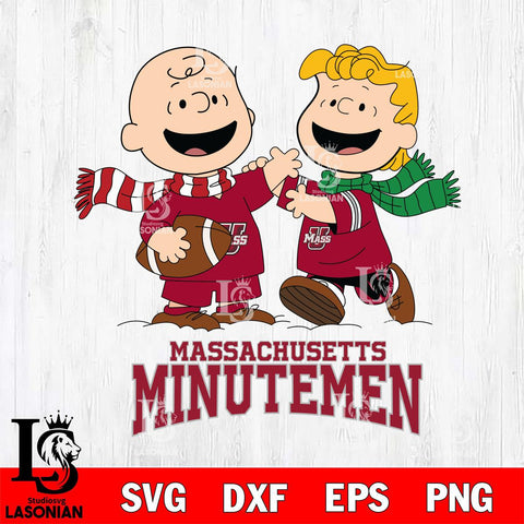 Massachusetts Minutemen Charlie Brown & Linus Football Cricut,Christmas SVG DXF EPS PNG FILE, NCAA Digital Download,Instant Download, Silhouette