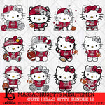Massachusetts Minutemen Cute Hello Kitty Bundle 12 SVG Eps Dxf Png File, NCAA Bundle svg, Digital Download, Instant Download