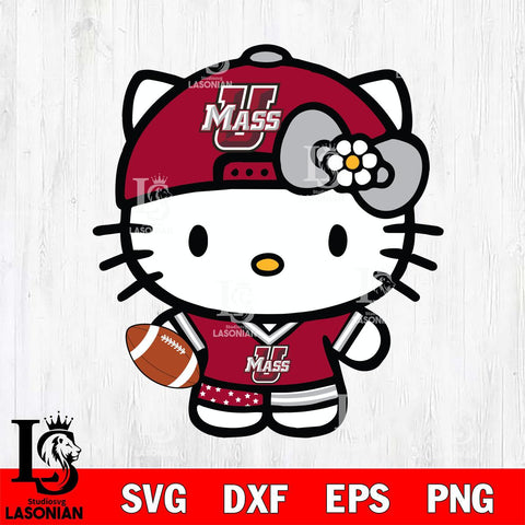Massachusetts Minutemen Cute Hello Kitty Football 10 Svg Eps Dxf Png File, NCAA svg, Digital Download, Instant Download
