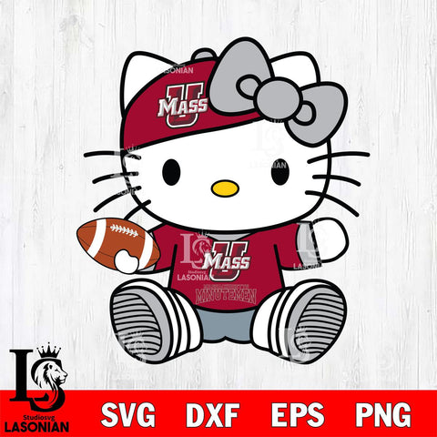Massachusetts Minutemen Cute Hello Kitty Football 11 Svg Eps Dxf Png File, NCAA svg, Digital Download, Instant Download