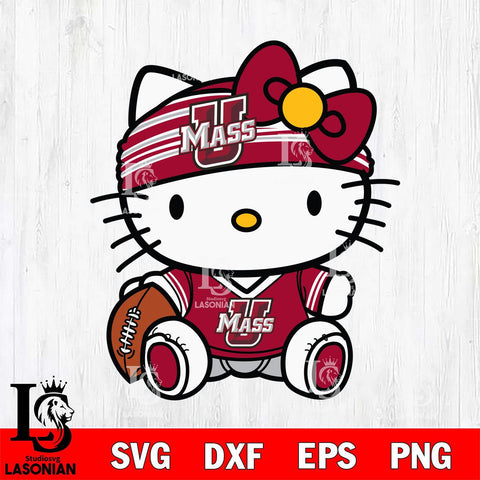 Massachusetts Minutemen Cute Hello Kitty Football 12 Svg Eps Dxf Png File, NCAA svg, Digital Download, Instant Download