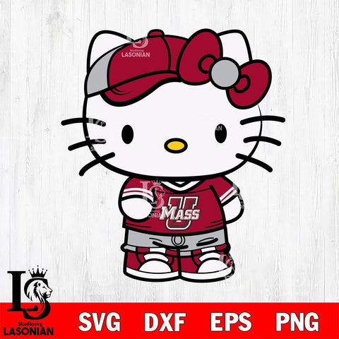 Massachusetts Minutemen Cute Hello Kitty Football 2 Svg Eps Dxf Png File, NCAA svg, Digital Download, Instant Download