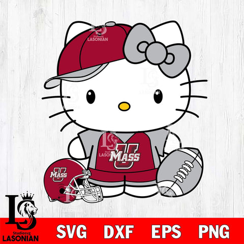 Massachusetts Minutemen Cute Hello Kitty Football 4 Svg Eps Dxf Png File, NCAA svg, Digital Download, Instant Download