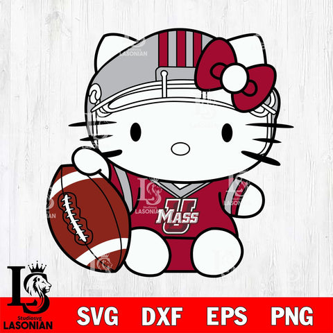 Massachusetts Minutemen Cute Hello Kitty Football 5 Svg Eps Dxf Png File, NCAA svg, Digital Download, Instant Download