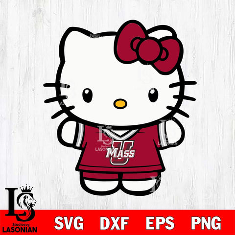 Massachusetts Minutemen Cute Hello Kitty Football 6 Svg Eps Dxf Png File, NCAA svg, Digital Download, Instant Download
