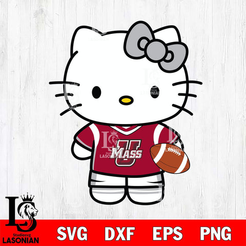 Massachusetts Minutemen Cute Hello Kitty Football 8 Svg Eps Dxf Png File, NCAA svg, Digital Download, Instant Download