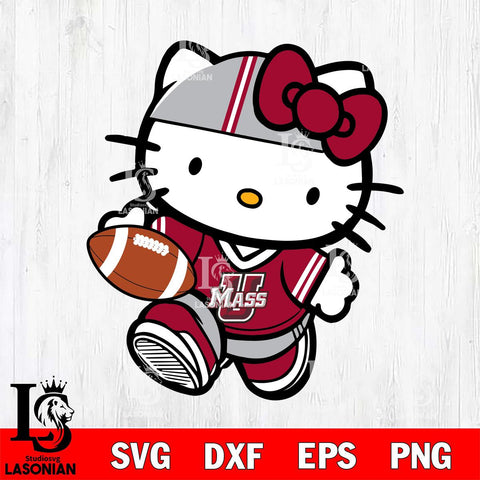 Massachusetts Minutemen Cute Hello Kitty Football 9 Svg Eps Dxf Png File, NCAA svg, Digital Download, Instant Download