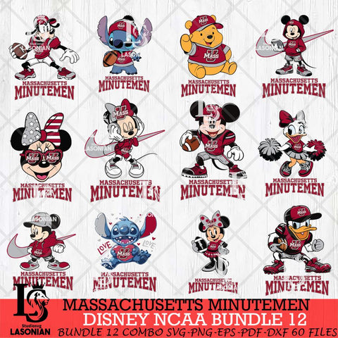 Massachusetts Minutemen Disney NCAA Bundle Svg PNG 12 Svg Eps Dxf Png File, Digital Download