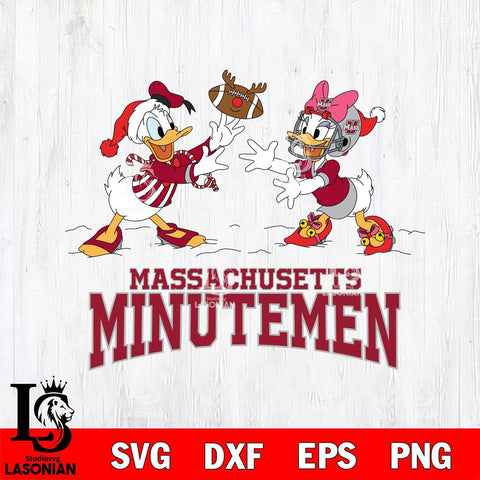 Massachusetts Minutemen Donald Duck & Daisy Duck Football Cricut,Christmas SVG DXF EPS PNG FILE, NCAA Digital Download,Instant Download, Silhouette