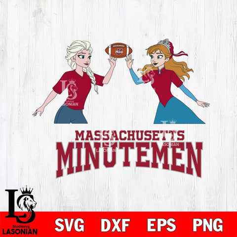 Massachusetts Minutemen Elsa & Anna Football Cricut,Christmas SVG DXF EPS PNG FILE, NCAA Digital Download,Instant Download, Silhouette