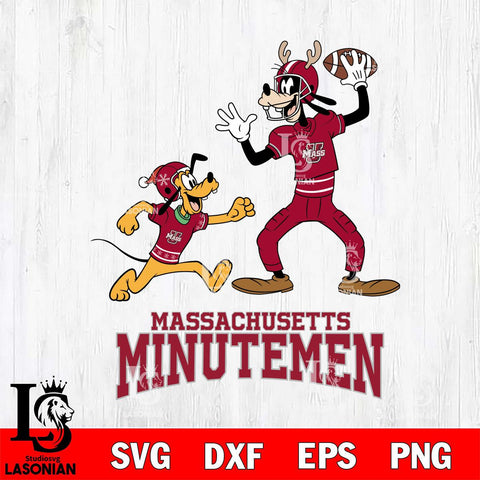 Massachusetts Minutemen Goofy & Pluto Football Cricut,Christmas SVG DXF EPS PNG FILE, NCAA Digital Download,Instant Download, Silhouette
