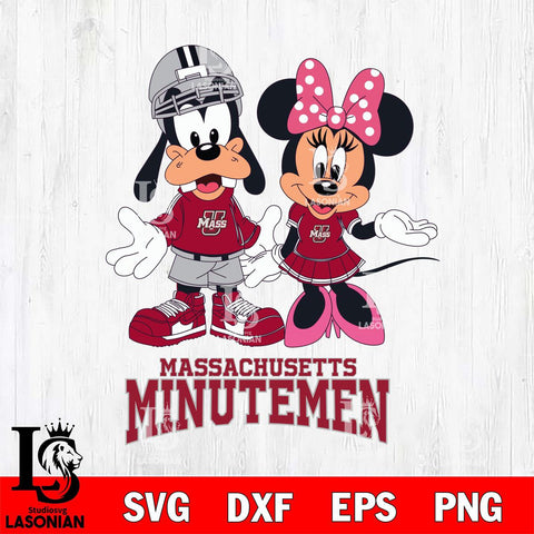 Massachusetts Minutemen Goofy and Minnie mouse Football SVG DXF EPS PNG FILE,NCAA svg ,Football Digital Download,Instant Download, Silhouette