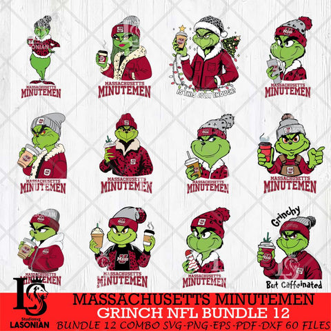 Massachusetts Minutemen Grinch NCAA Bundle 12 SVG Eps Dxf Png File, Digital Download, Instant Download