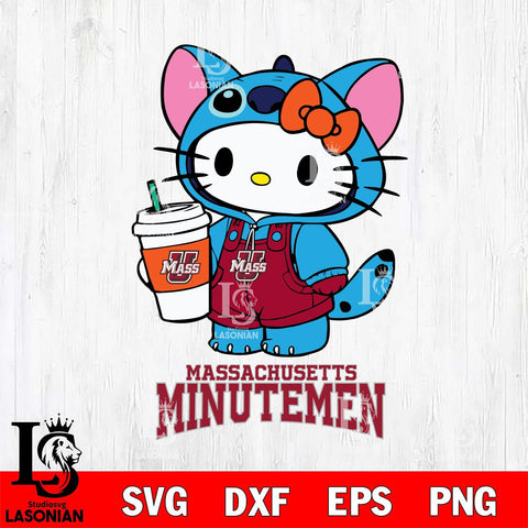 Massachusetts Minutemen Hello Kitty Stitch Svg Eps Dxf Png File, NCAA svg, Digital Download, Instant Download