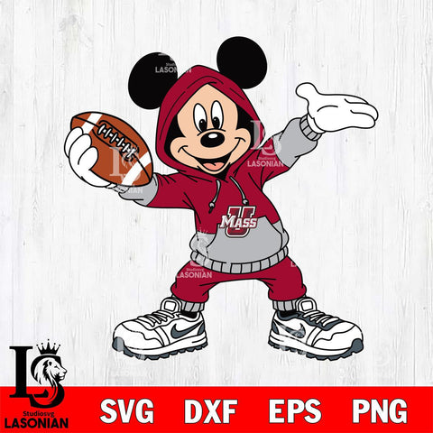 Massachusetts Minutemen Mickey Disney Football Christmas File Cut, NCAA SVG DXF EPS PNG FILE, Digital Download , Criucut , Silhouette