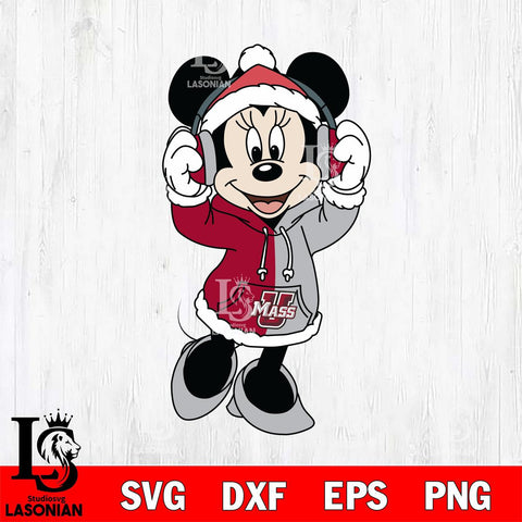 Massachusetts Minutemen Minnie Mouse Disney Football Christmas File Cut, NCAA SVG DXF EPS PNG FILE, Digital Download , Criucut , Silhouette