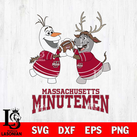 Massachusetts Minutemen Olaf & Sven Football Cricut,Christmas SVG DXF EPS PNG FILE, NCAA Digital Download,Instant Download, Silhouette