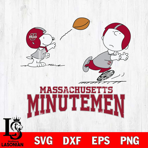 Massachusetts Minutemen Peanuts play football SVG DXF EPS PNG FILE,Snoopy File Cut, NCAA Digital Download,Instant Download,Christmas Silhouette