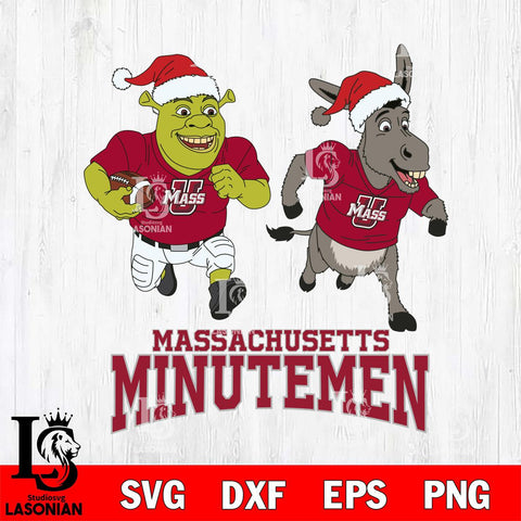 Massachusetts Minutemen Shrek and Donkey Football Cricut,Christmas SVG DXF EPS PNG FILE, NCAA Digital Download,Instant Download, Silhouette