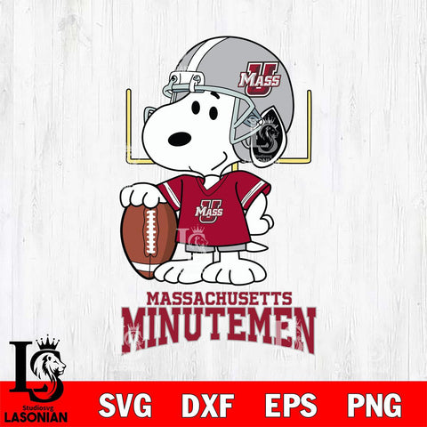 Massachusetts Minutemen Snoopy Player Football SVG DXF EPS PNG FILE,Snoopy File Cut, NCAA Digital Download,Instant Download,Christmas Silhouette
