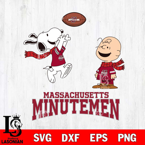 Massachusetts Minutemen Snoopy & Charlie Brown Football Cricut,Christmas SVG DXF EPS PNG FILE, NCAA Digital Download,Instant Download, Silhouette