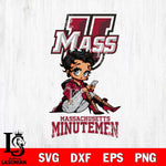 Massachusetts Minutemen Style Black Fan Girl Betty Boop, Svg Eps Dxf Png File, Digital Download