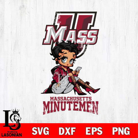 Massachusetts Minutemen Style Black Fan Girl Betty Boop, Svg Eps Dxf Png File, Digital Download