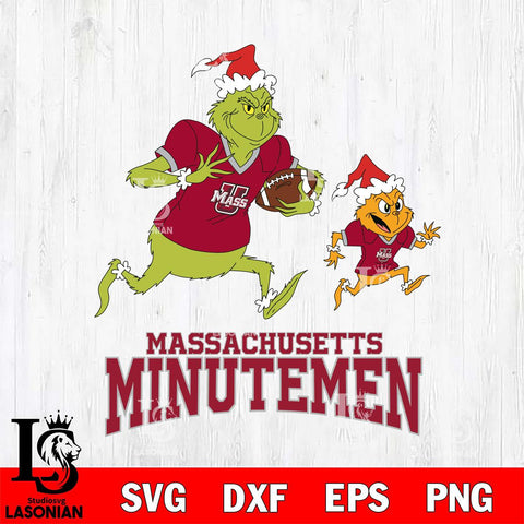 Massachusetts Minutemen The Grinch & Max Football Cricut,Christmas SVG DXF EPS PNG FILE, NCAA Digital Download,Instant Download, Silhouette