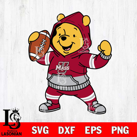 Massachusetts Minutemen Winnie The Pooh Disney Football Christmas File Cut, NCAA SVG DXF EPS PNG FILE, Digital Download , Criucut , Silhouette